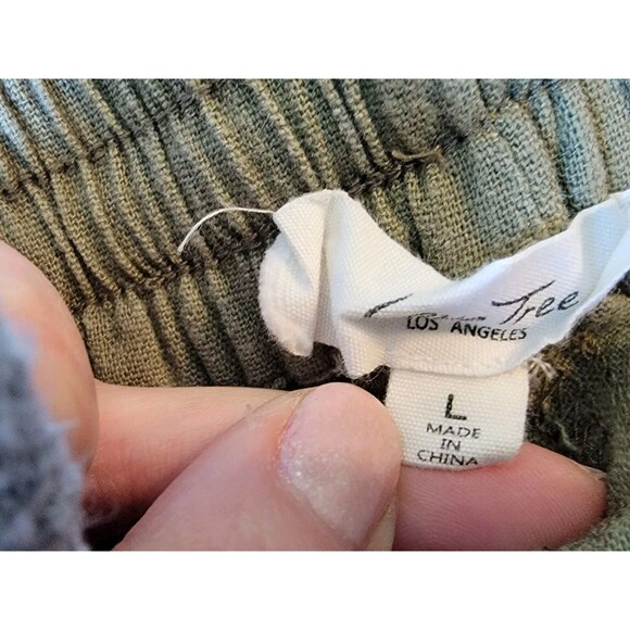 Love Tree Shorts Womens Linen Blend Sz Large Green Pull On Cuffed Elastic Waist - Picture 5 of 9